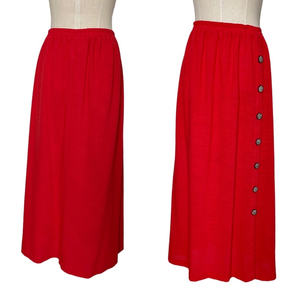 80s Vintage Linen Button Strait Skirt Nancy Boleyn for City Girl | Size …